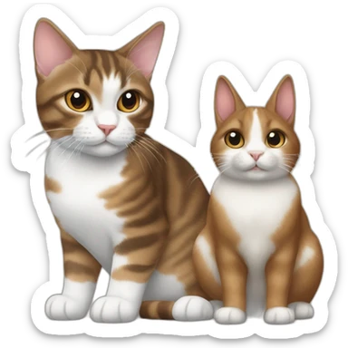 tabby brown and white cat with brown netherland dwarf rabbit sticker