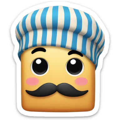 Cube with a striped shirt a moustache and baret sticker