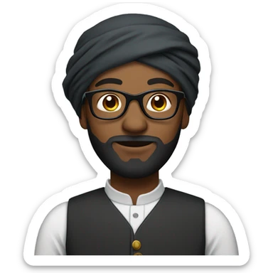 black man with turban with black beard with glasses sticker