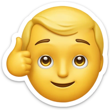 Yellow emoji who points his index finger at his forehead sticker