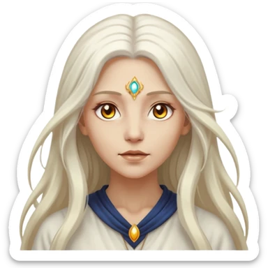 White Long Haired Women, Mystic seer — hair floating, glowing eyes sticker