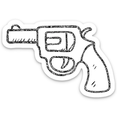 hand-drawn outlined gun icon, sketchy look sticker