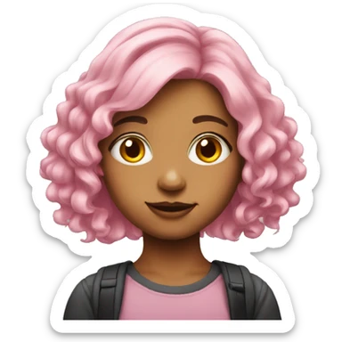 pink haired girl portrait sticker