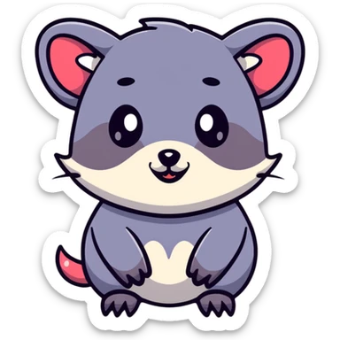 goth possum with dark colors, piercings, black lipstick sticker