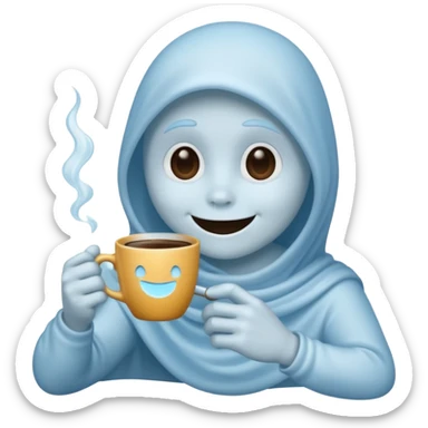 Casper the Ghost Drinks Coffee sticker