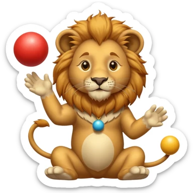 a Circus cute lion juggling two metal ball sticker