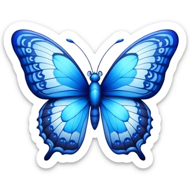 Cinematic Realistic Comical Blue Butterfly Portrait Emoji, Head tilted dramatically with an exaggeratedly amused expression, featuring striking, vividly detailed sapphire wings with playful, intricate patterns and wide, expressive eyes brimming with humorous disbelief, rendered with lifelike clarity and vibrant natural hues, high shine, dramatic yet playful, styled with an air of cheeky floral mischief, soft glowing outline, capturing the essence of a spirited and over‐the‐top blue butterfly that looks ready to flutter its way into viral fame! sticker