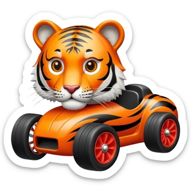tiger holding hot wheel car sticker