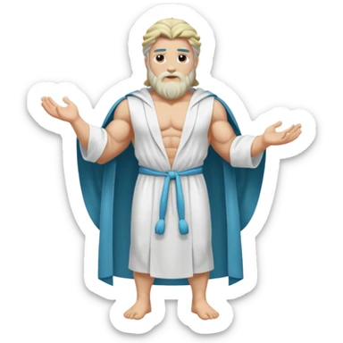 fullbody god zeus, handsdown, white robe sticker