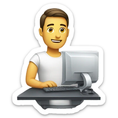 ios man with a computer with a lock sticker