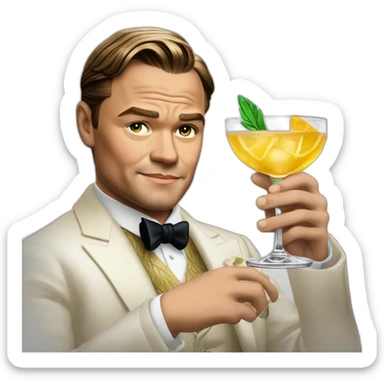 Leonardo di caprio meme with cocktail glass from great gatsby sticker