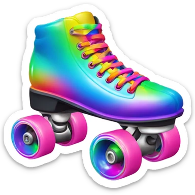 Lisa frank roller skate with rainbow laces and neon wheels sticker