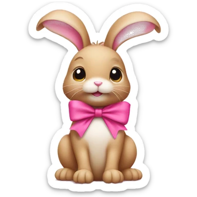 Tan Bunny with a pink bow  sticker