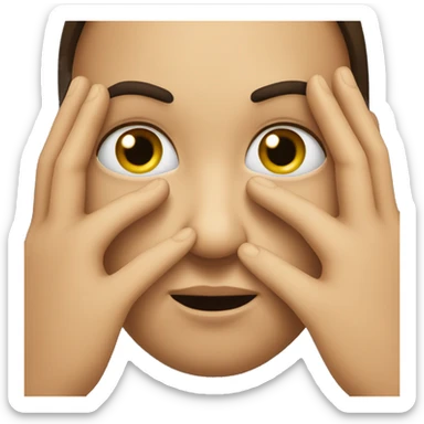 Squinty eyes with pinching hand near face  sticker