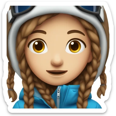 Pretty girl brown hair blue eyes Ski  sticker