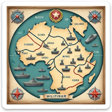 strategic military map with military objects sticker