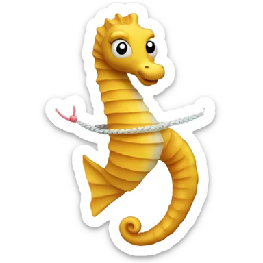Sea horse doing jump rope sticker