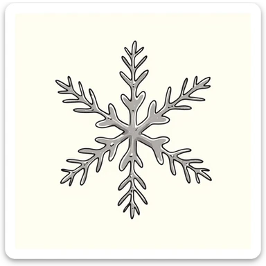 A detailed snowflake in pastel colors (dd9fb0, ffc6d3, a3bfc9, c4bee2, f1b091), hand-drawn doodle style sticker