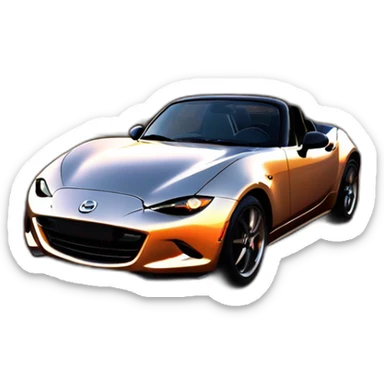 mazda miata mx-5 on road with sunset sticker