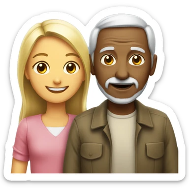 smiling girl with old man outdoors sticker