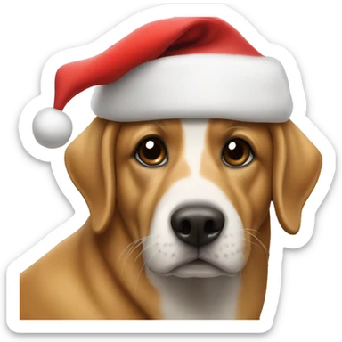 Dog with Santa hat on sticker