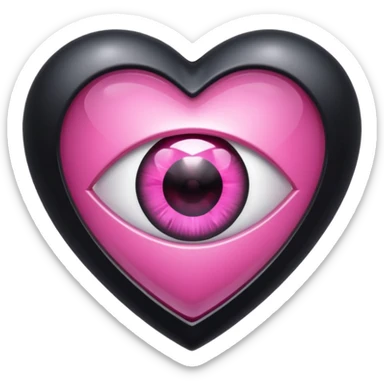 A black heart Gem with a pink eye in the center sticker