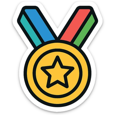 vector icon of a gold top performer symbol with multicolor details, elegant and minimalist flat design, award badge style, 2D flat vector, trending icon look, soft shadows, no text, isolated on white, commercial use sticker