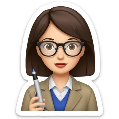 journalist brunette woman with glasses sticker