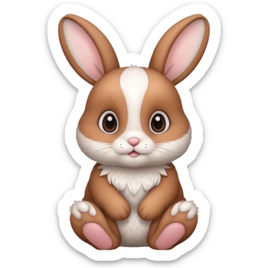 a cozy sitting cute white and brown bunny with big cute eyes  sticker