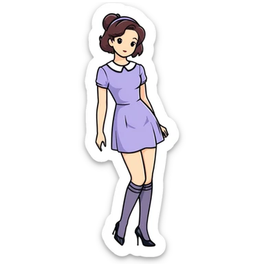 Girl in a cute fashionable dress with stockings and high heel shoes sticker