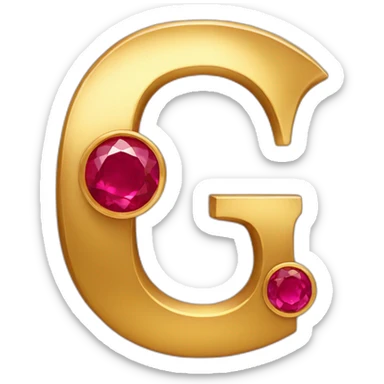 gold letter G with rubies sticker