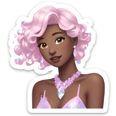 Gorgeous Beautiful Anime-Pastel-Lady with crystals aesthetic sticker