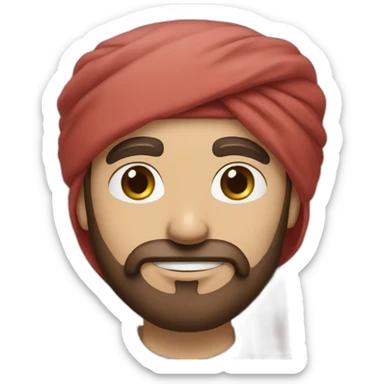 red white Arab turban and dark brown beard white male sticker