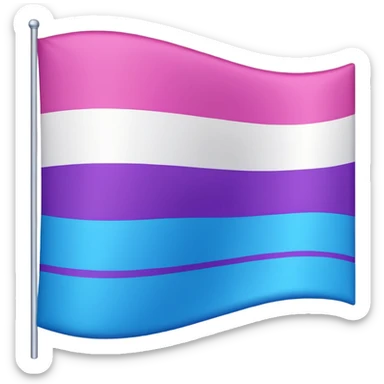 I want a flag, I want the first stripe at the top of the flag to be pink 🩷. I want The middle stripe to be the color purple 💜. And finally the bottom stripe I want the color blue 💙. Only those three colors in that exact order, pink, purple, blue. Make the colors more vibrant sticker