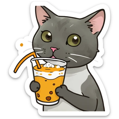 Cat drinking Boba sticker