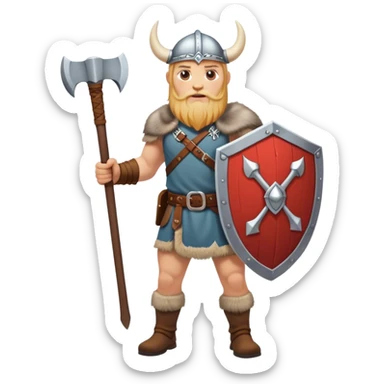 full-length Norwegian Viking with shield and axe sticker