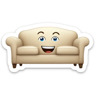 sofa with laughing face on it sticker
