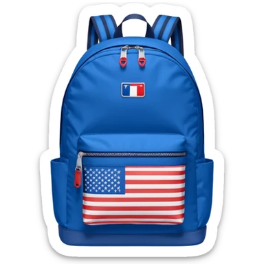 blue backpack with tommyjeans logo like american flag ony at the bottom pocket  sticker