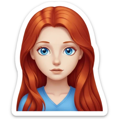 Girl with long red hair and blue eyes  sticker