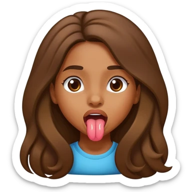 brownskin girl with long hair sticking out her tongue  sticker