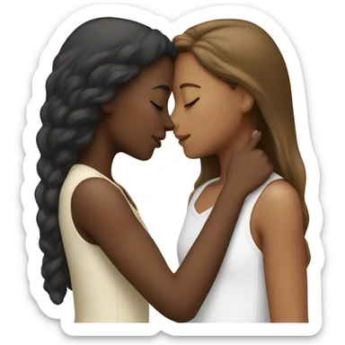 Two girls kissing one white and the other white skin color  sticker