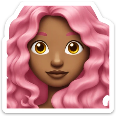 Pink long wavy hair mermaid  sticker