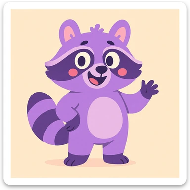 cute cartoon purple raccoon sticker
