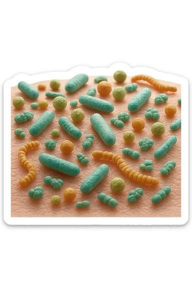 microbiota cutaneo in 3d sticker