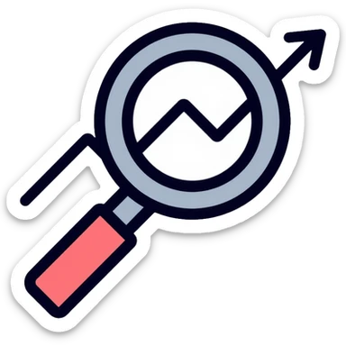 simple magnifying glass over a descending chart line sticker