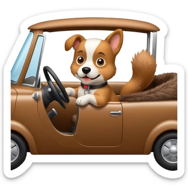 dog driving a car sticker