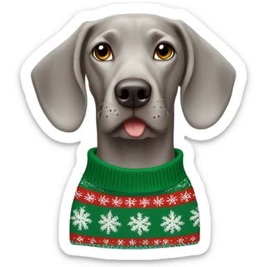 Weimaraner in christmas Sweater  sticker