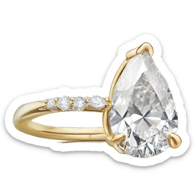 5 carat pear shaped diamond ring on gold band sticker