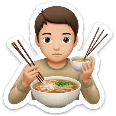can you generate me a avatar of a male eating a bowl of pho? make it more anime sticker