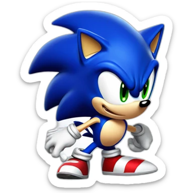 Sonic The Hedgehog from SEGA, Blue Fur with a green eyes, Sonic Unleashed style sticker